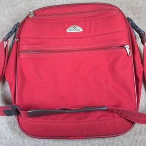 Samsonite Red Canvas Messenger Crossbody Bag‎ Travel Laptop Case Trolley Sleeve